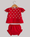 Pre-Order: Red Moti Booti Frock with Bloomers