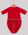 Pre-Order: Red Moti Booti Angrakha with Dhoti