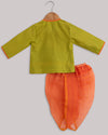 Pre-Order: Green Hand Painted Angrakha with Dhoti