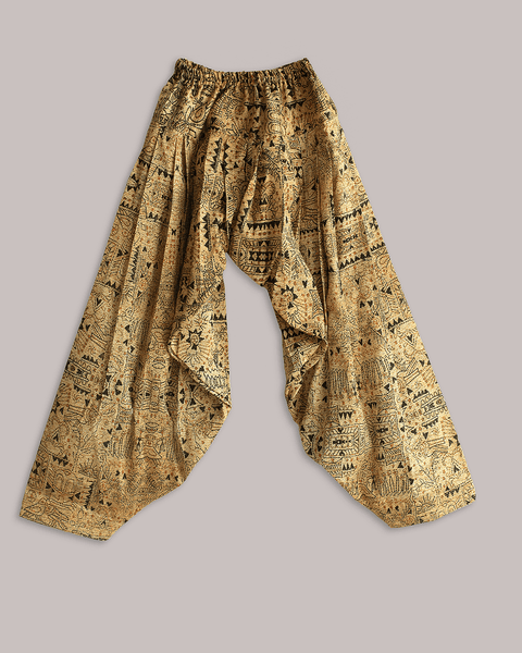 Pre-Order: Black Sherwani with Katha Print Patiala