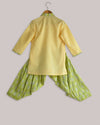 Pre-Order: Yellow Kurta with Green Floral Printed Patiala