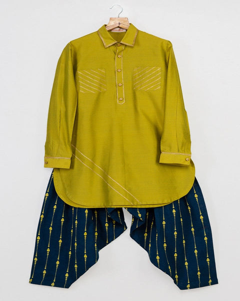 Pre-Order: Green Pathani with Blue Printed Patiala