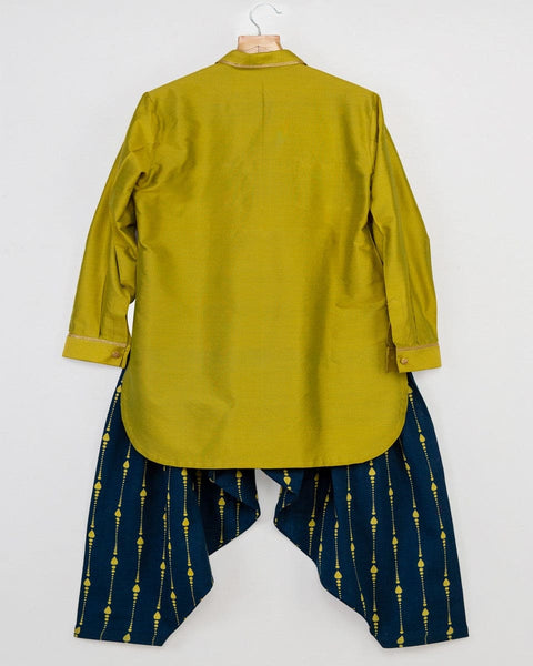 Pre-Order: Green Pathani with Blue Printed Patiala