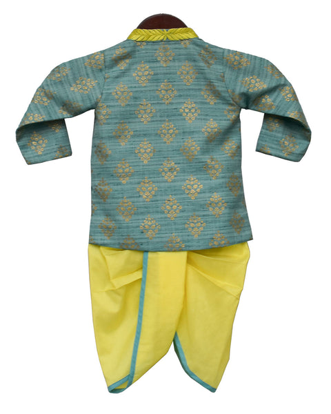 Pre-Order: Sea Blue Kurta with Yellow Dhoti