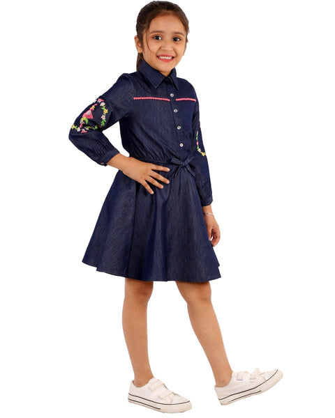 Denim Embroidered Dress