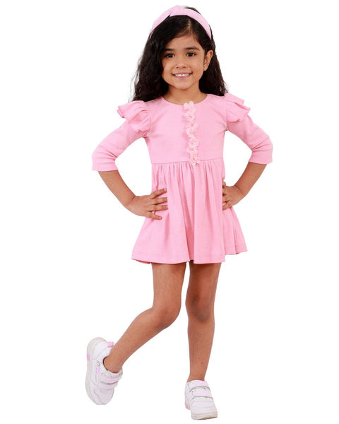 Rib Dress with Lazer cut Flower Applique