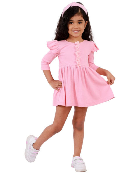 Rib Dress with Lazer cut Flower Applique