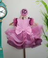 Pre-Order: Pink Ruffle Dress with Flowers on the shoulder