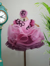 Pre-Order: Pink Ruffle Dress with Flowers on the shoulder