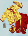 Pre-Order: Printed Kurta with Red Dhoti for Infant Boy