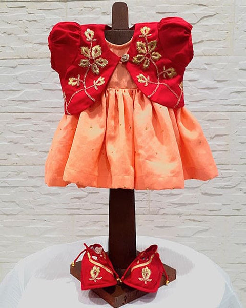 Pre-Order: Red/Peach Jamana Set for Girl