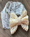 Lacey Bow Lace Hairband-Cream