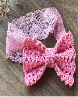 Lacey Bow Lace Hairband-Pink