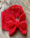 Lacey Bow Lace Hairband-Red