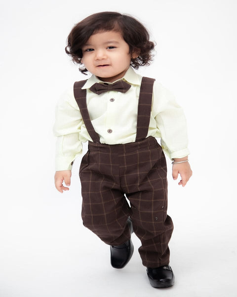 Pre-Order: Lemon Yellow Shirt with Brown Checks Pant