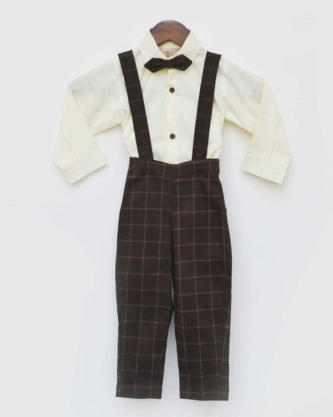 Pre-Order: Lemon Yellow Shirt with Brown Checks Pant