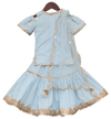 Pre Order: Light Blue Lucknowi Kurti with Lehenga