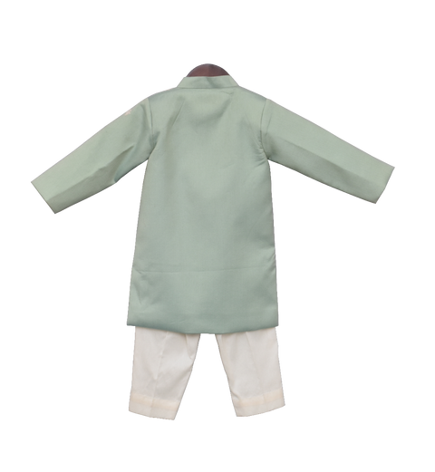 Pre-Order: Light Green Embroidery Ajkan with Churidar