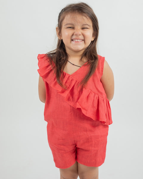 Pre-Order: Linen Frill Playsuit