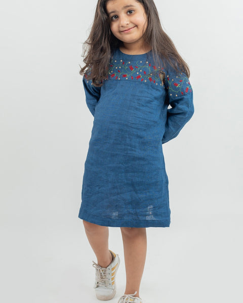 Pre-Order: Linen Dress with Embroidery Patch