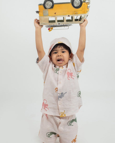 Pre-Order: Linen Printed Co-Ordinated Set Bucket Hat-3 Pc