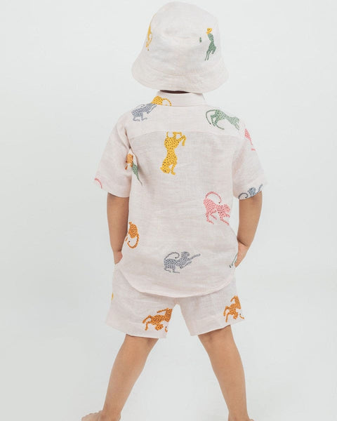Pre-Order: Linen Printed Co-Ordinated Set Bucket Hat-3 Pc