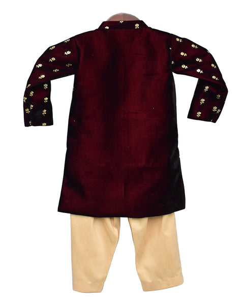 Pre-Order: Maroon Velvet Ajkan with Pant