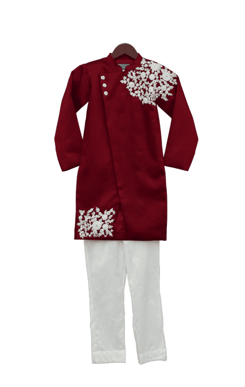 Pre-Order: Maroon Embroidery Ajkan with Churidar