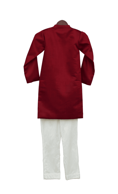 Pre-Order: Maroon Embroidery Ajkan with Churidar