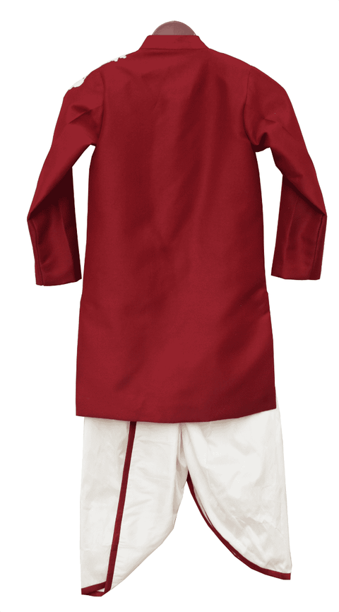 Pre-Order: Maroon Embroidery Ajkan with Dhoti