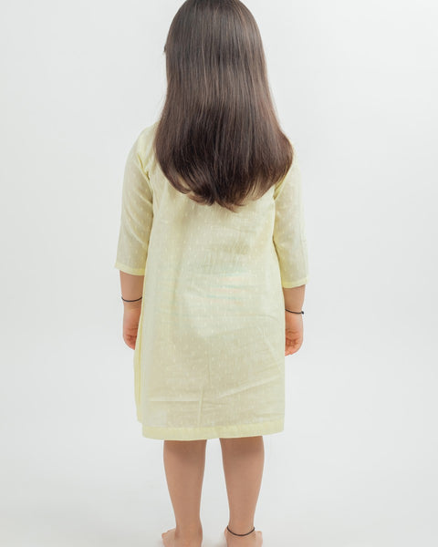 Pre-Order:  Cotton Dobby Dress with hand embroidered yoke