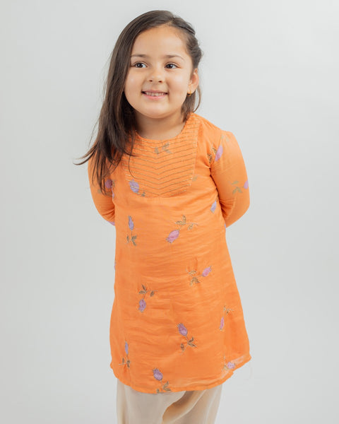 Pre-Order: Muslin Digital Print Kurta Dhoti Set with hand work