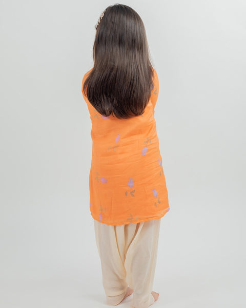 Pre-Order: Muslin Digital Print Kurta Dhoti Set with hand work