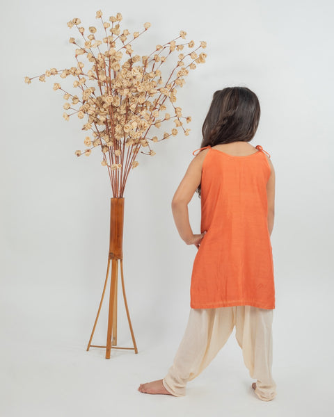 Pre-Order: Chanderi Handwork Kurta with Muslin Dhoti