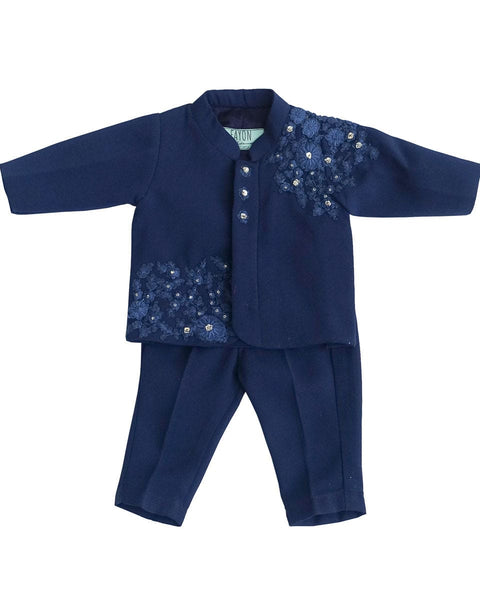 Pre-Order: Midnight Blue Embroidery Ajkan with Pant