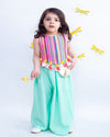 Pre-Order: Multi color Knitted Top with Aqua Palazzo Pant