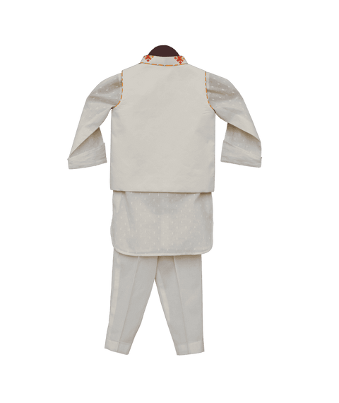 Pre Order: Multi Colour Butti Nehru Jacket with Kurta & Pant