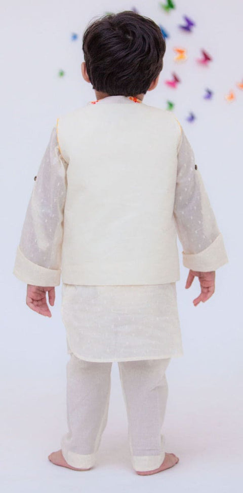 Pre Order: Multi Colour Butti Nehru Jacket with Kurta & Pant