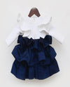 Pre-Order: Off-White and Dark Blue Silk Frock