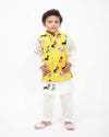 Pre-Order: Off White Kurta and Pant with Dog Printed Jacket