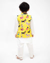 Pre-Order: Off White Kurta and Pant with Dog Printed Jacket