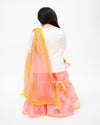 Pre-Order: Off-White Kurta with Pink Kotta Print Fabric Sharara and Dupatta Set