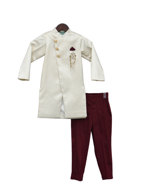 Pre-Order-Off-White Ajkan with Maroon Pant