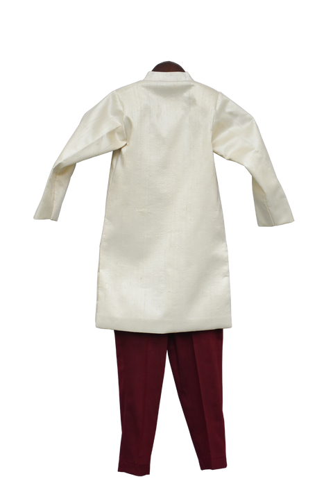 Pre-Order-Off-White Ajkan with Maroon Pant