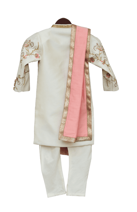 Pre-Order: Off-White Embroidery Ajkan with Churidar