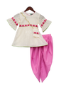 Pre-Order: Off-White Embroidery Kurti with Dhoti