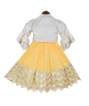 Pre-Order: Off-White Knotted Top with Yellow Gota Lehenga