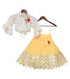 Pre-Order: Off-White Knotted Top with Yellow Gota Lehenga