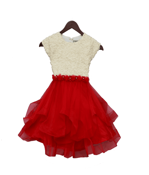 Pre Order: Off-White & Red Rose Frock