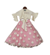 Pre Order: Off-White Top with Pink Embroidery Net Lehenga